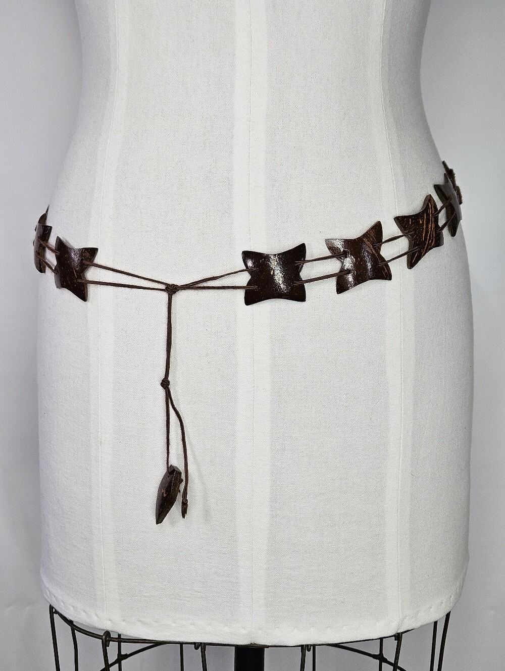 Coconut Star 40" Belt Vintage Y2K Tie Waist Boho Beaded Festival Resortwear